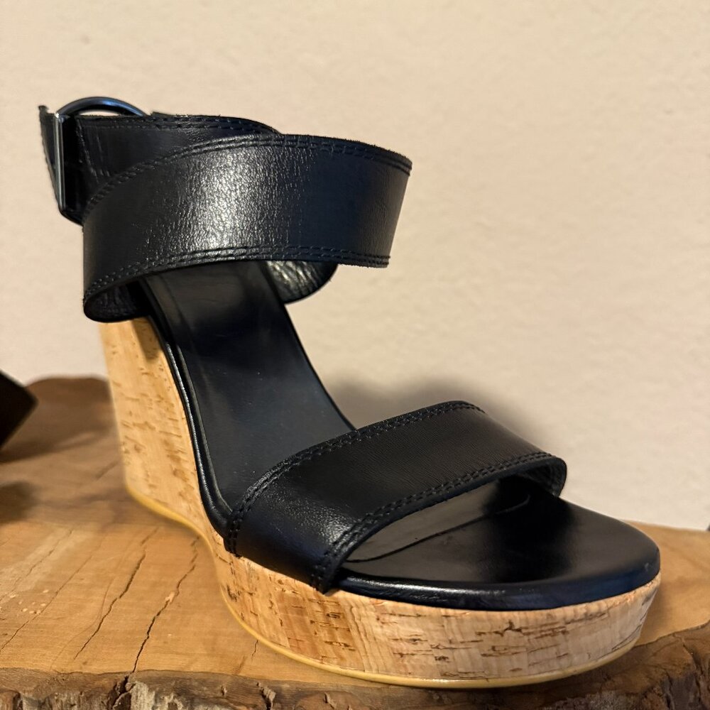 Stuart Weitzman Oneliner Cork Wedge Sandal Slingback Cork Espadrille